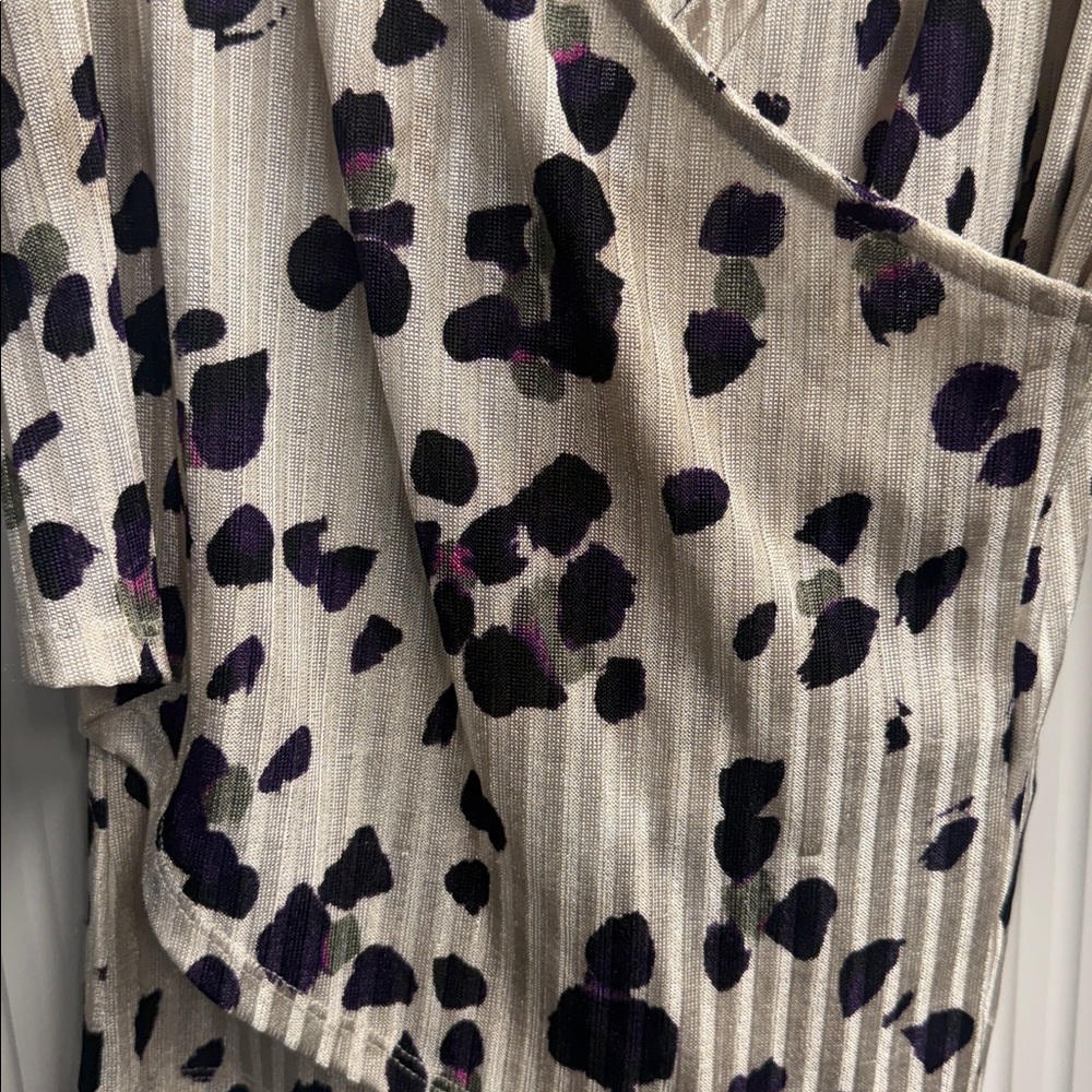DKNY Beige, Purple  and Black Wrap Blouse - Picture 2 of 2